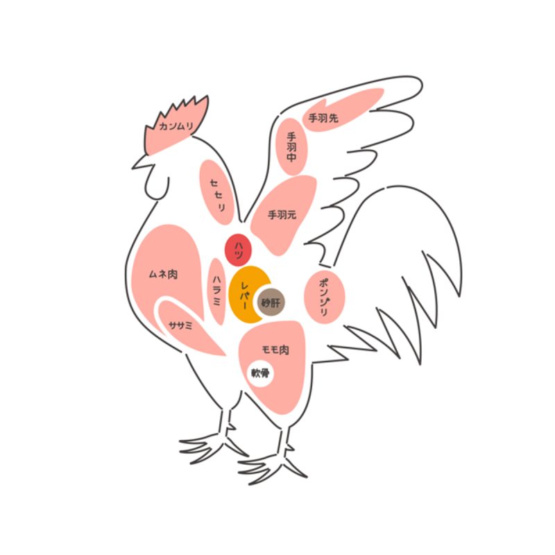 鶏の部位を記したイラスト