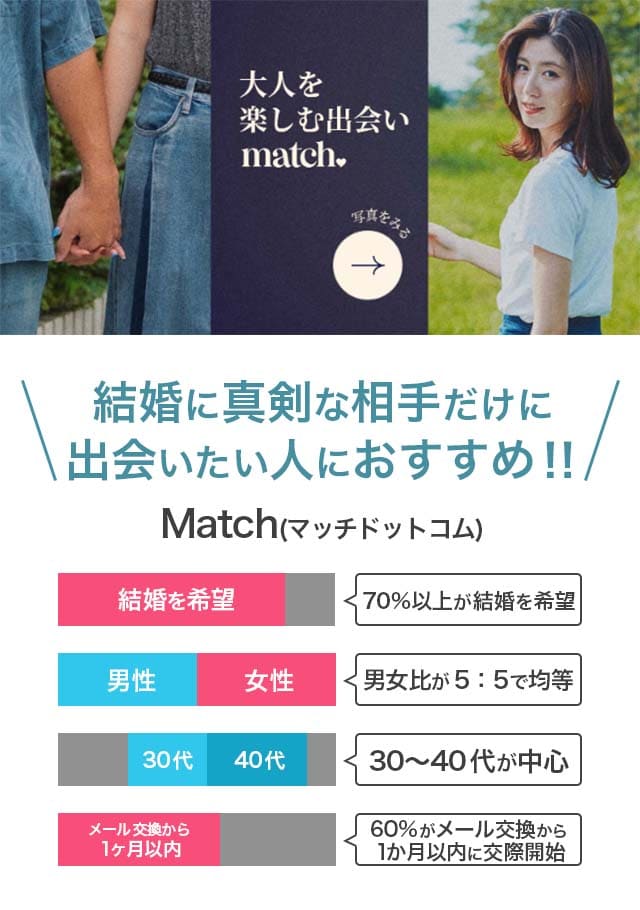 Match(マッチドットコム)のPR画像