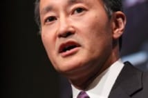 経営方針説明会で「構造改革をやり切る」と話したソニー平井社長