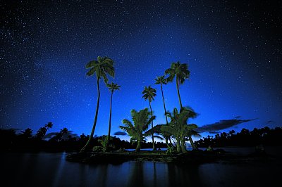 聖なる南の島を照らす星々のまた滝（タヒチのタハア島）