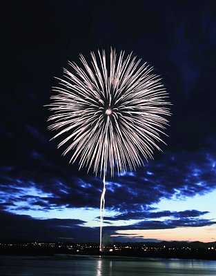 長岡大花火大会で夜空に手向けられる鎮魂の花火「白菊」