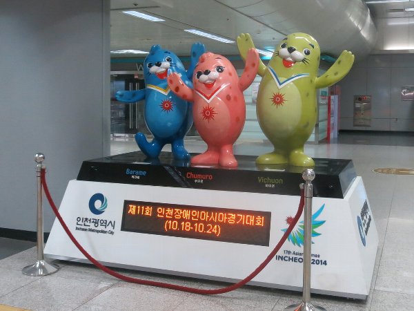 韓国アジア大会マスコットのゴマフアザラシたち