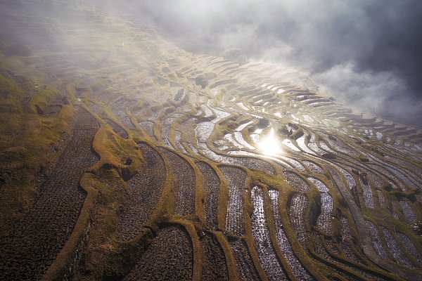 ドローンで撮影された三重・丸山千枚田