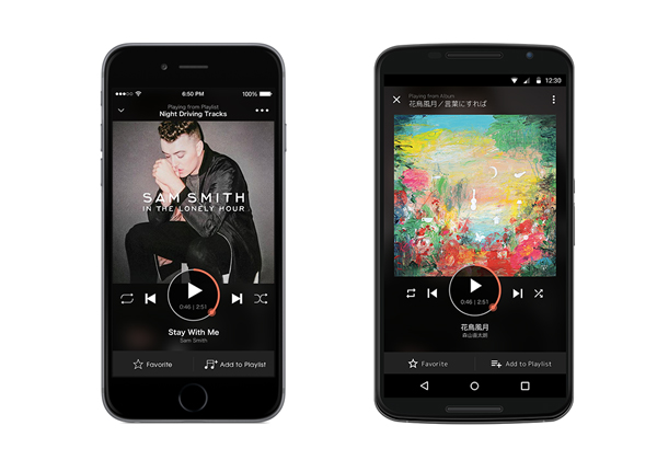 AWAの特徴の一つであるプレイリストの画面