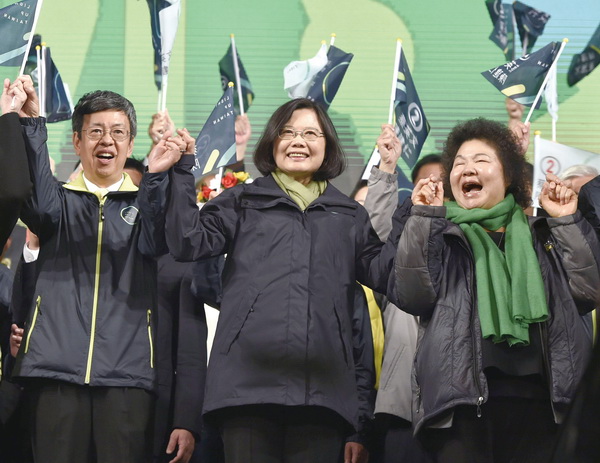 台湾総統選に勝利した蔡英文氏　共同通信社