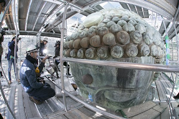 大規模点検・補修を実施中の鎌倉大仏