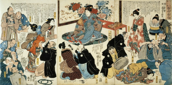 浮世絵師・歌川国芳の版画「きたいな名医難病治療」　AFLO