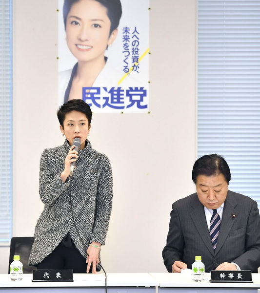 皇室典範改正を訴える（蓮舫代表と野田幹事長）　共同通信社