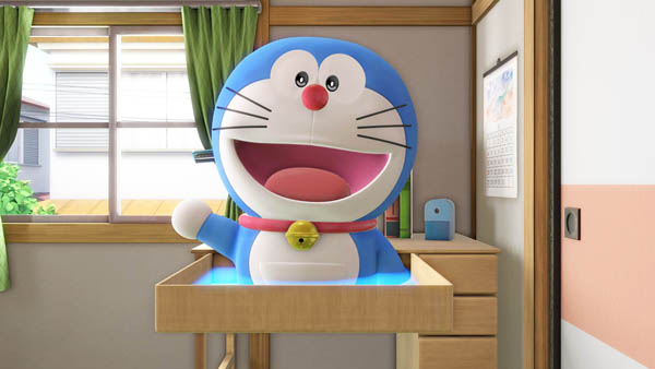 机の引き出しからドラえもんが登場