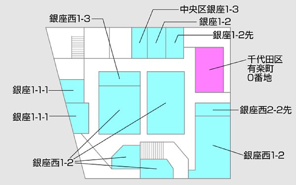 「銀座インズ」のフロアマップは店によって住所がバラバラ