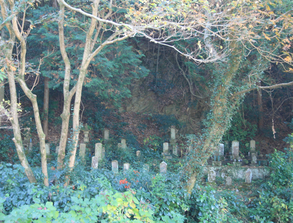 岡田家代々のお墓がある墓地には無縁墓が点在していた