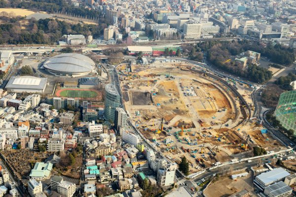 3月1日に撮影した新国立競技場の定点空撮