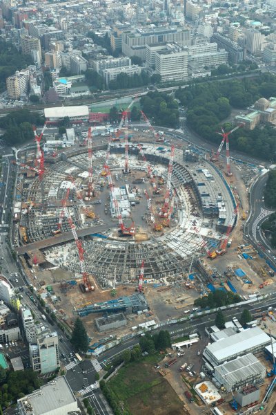 8月22日に撮影した新国立競技場の定点空撮