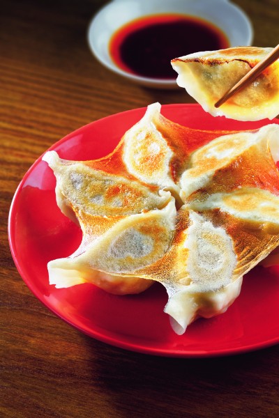 「亜細亜割烹 蓮月」の焼餃子(撮影・岩本朗)