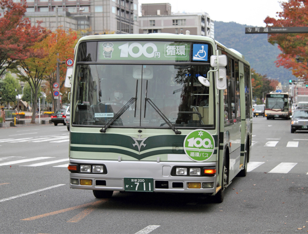 京都の中心街をまわり買い物にも便利な100円循環バス