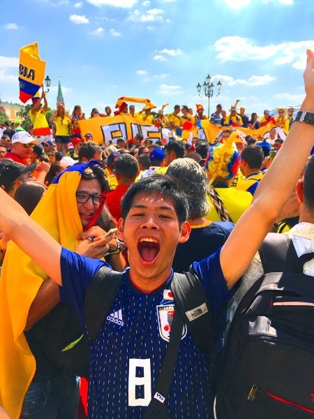 日本戦は3戦すべて観戦するという（写真提供：カカロニ 菅谷直弘）