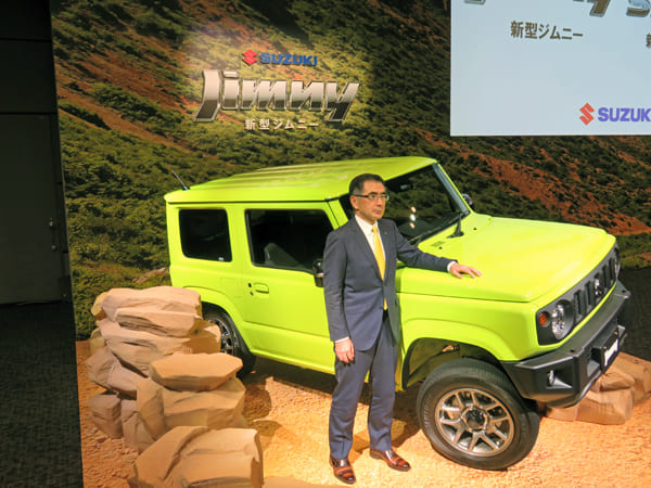 7月に発売した新型「ジムニー」の販売は絶好調（鈴木俊宏社長）