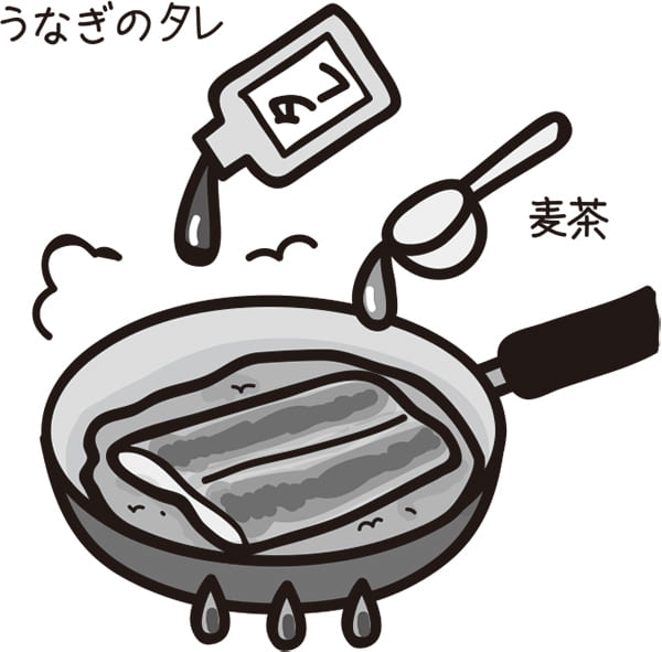 パックうなぎが炭火焼き風になる裏ワザ（イラスト／さややん。）