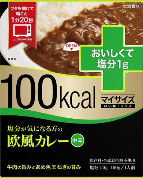 『100kcalマイサイズ いいね！プラス 塩分が気になる方の欧風カレー』184円（希望小売価格）／大塚食品