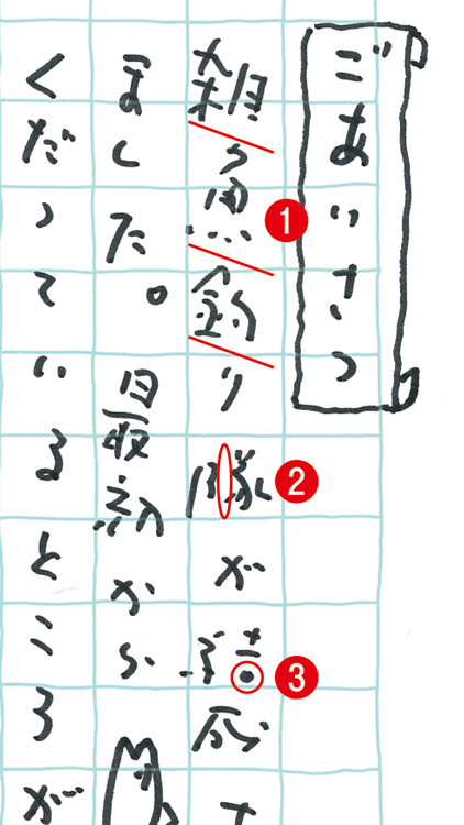 椎名氏の直筆原稿（撮影／内海裕之）