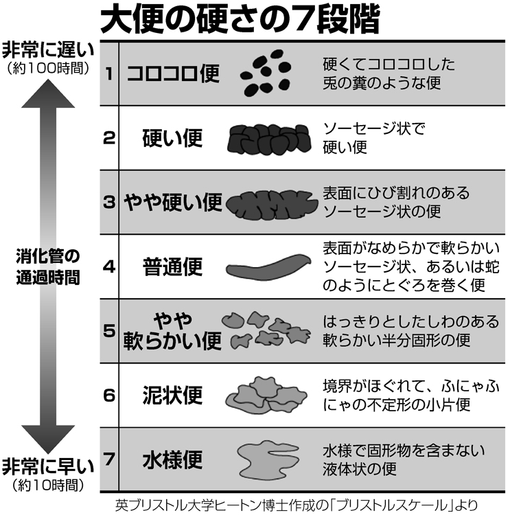 大便の硬さの７段階、要チェック！