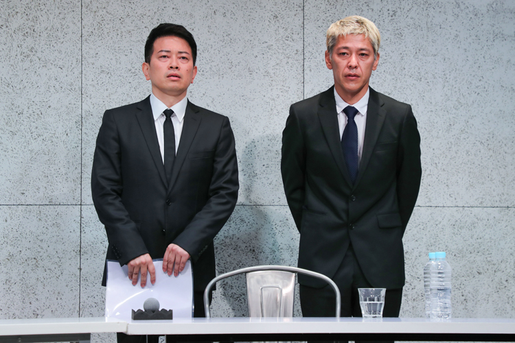 宮迫と田村亮は反社会的勢力からの金銭授受問題で会見した（写真／時事通信フォト）