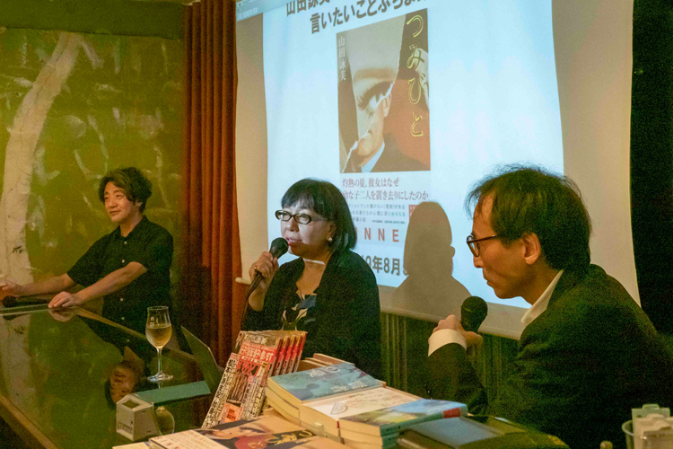 「今の世の中に言いたいこと、ぶちまけます」と題するイベントを行った嶋浩一郎さん、山田詠美さん、中川淳一郎さん（左から）