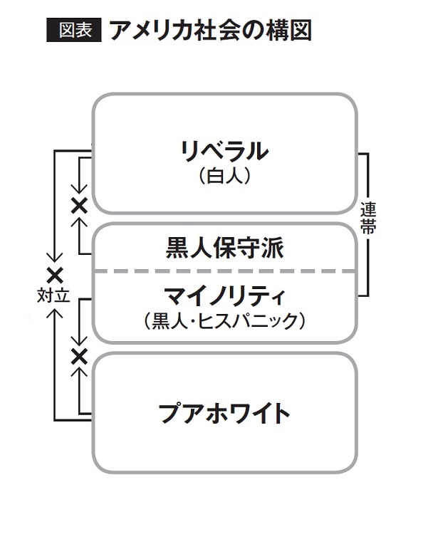 「プアホワイト」＝アメリカの下級国民という構図（橘玲『上級国民／下級国民』掲載の図を一部改変）