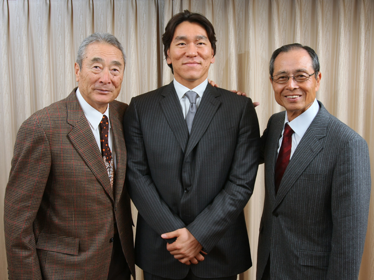 金田氏、松井秀喜氏、王貞治氏の貴重な3ショット