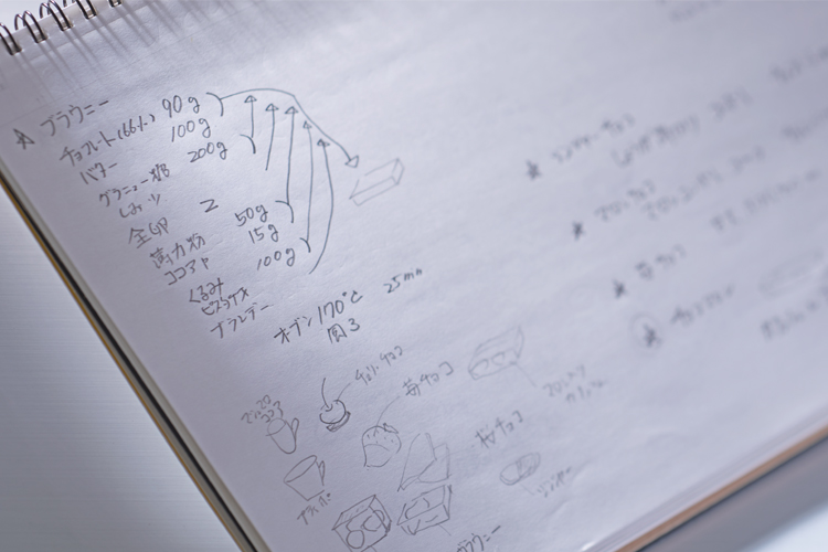 シェフのレシピノートは数字と矢印が多用されている（写真は山田さんの著書『日本一おいしい病院レストランの野菜たっぷり長生きレシピ』より。撮影／泉健太）