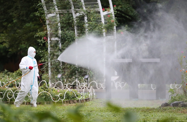 都内でデング熱の症例が確認された際には薬剤散布が行われた（時事通信フォト）