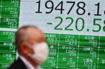コロナショックで大幅下落する日経平均株価(AFP=時事通信フォト)