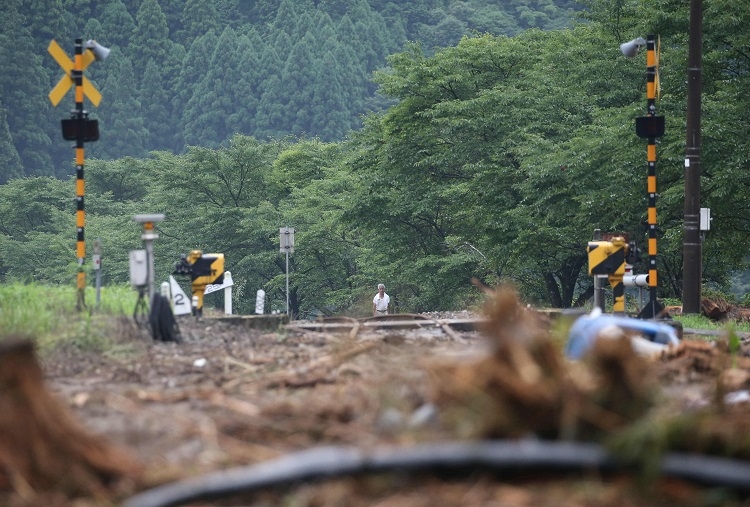 2017年7月、九州豪雨でJR日田彦山線は甚大な被害を受けた（時事通信フォト）