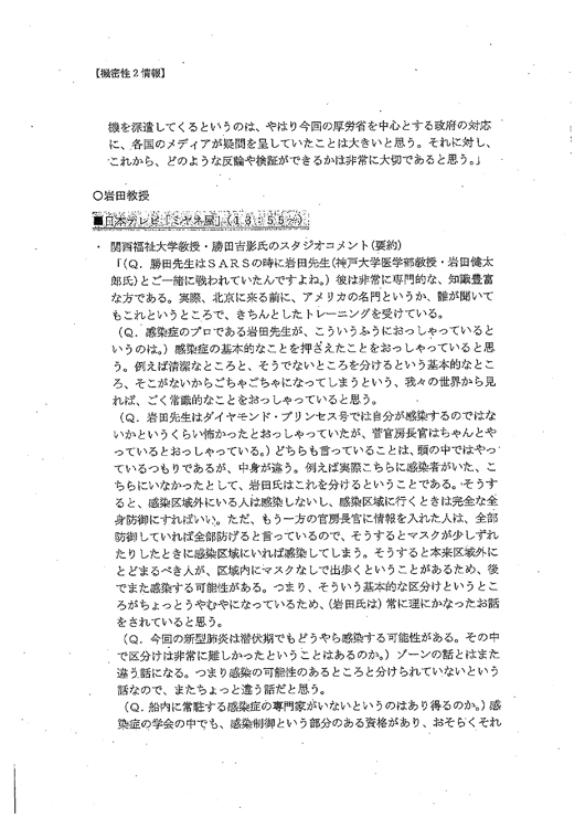 『ミヤネ屋』の内容などを記録した文書