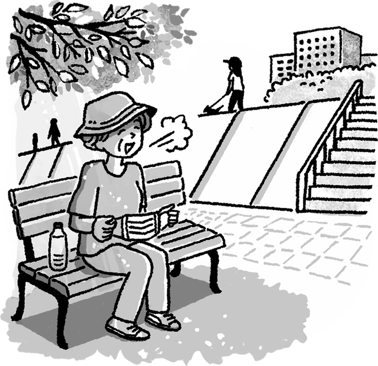 暑い屋外では、人との距離があればマスクは外してOK