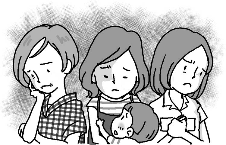 夫が不倫しても離婚はしなかったが、夫への恨みがあると答えた読者は72％いる（イラスト／尾代ゆう子）