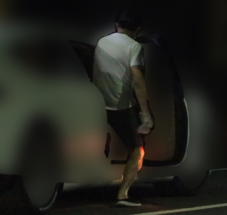 愛車に乗り込む様子