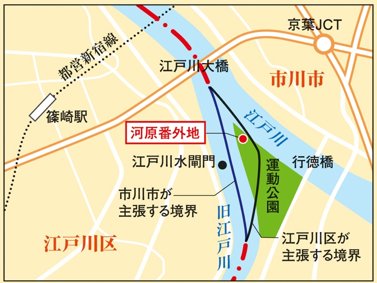 問題となっている場所の地図（地図製作／タナカデザイン）