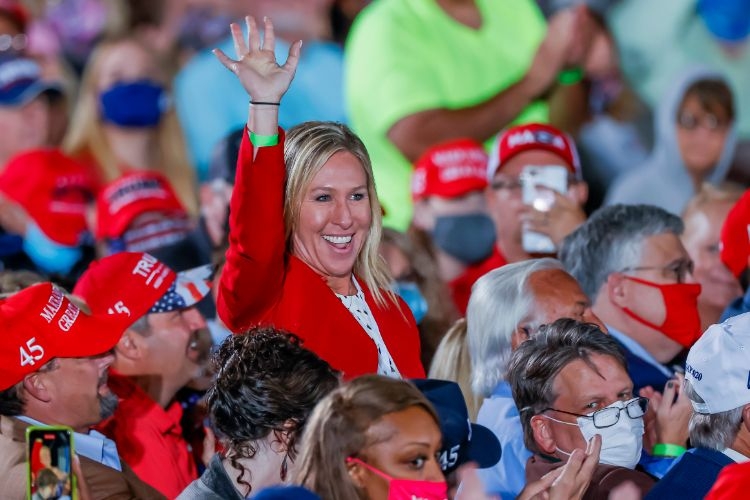 共和党のグリーン氏はQAnon信奉者であることを公言している（EPA＝時事）