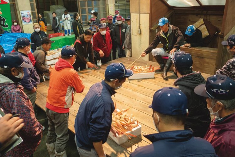 三国港のセリの様子