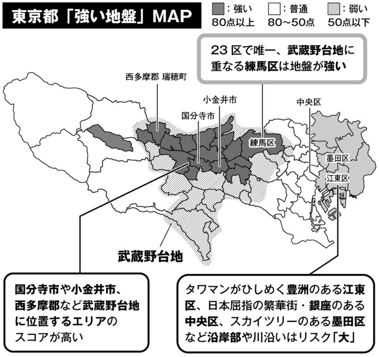 東京都「強い地盤」MAP