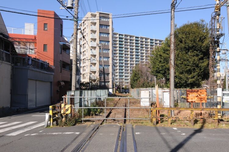 紙を運ぶ貨物列車が行き来していた北王子線の線路跡。貨物列車は2014年に廃止