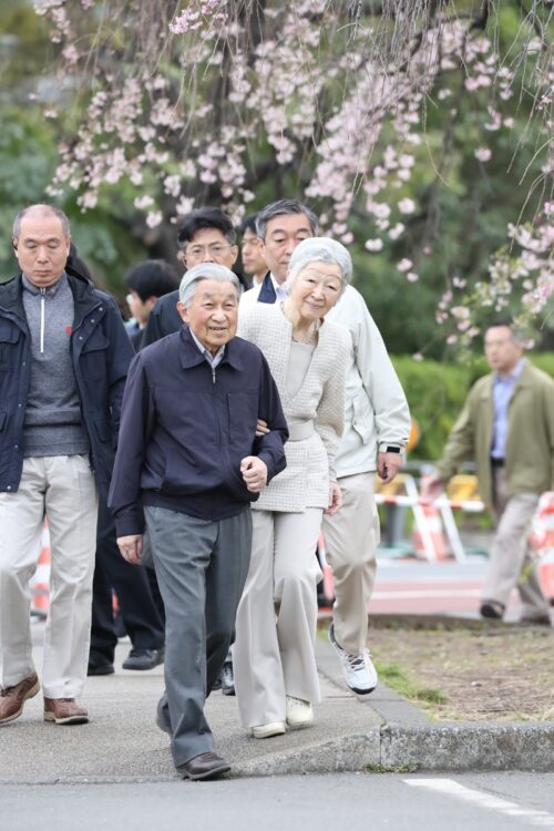 春に皇居の外をお忍びで