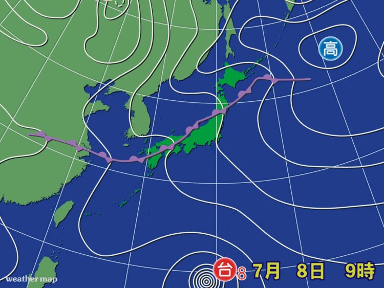 梅雨前線の南海上に台風が来たら大雨に注意を！