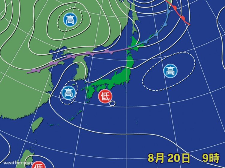 クジラの尾の形に似た高気圧ができたら猛暑日になりやすい！