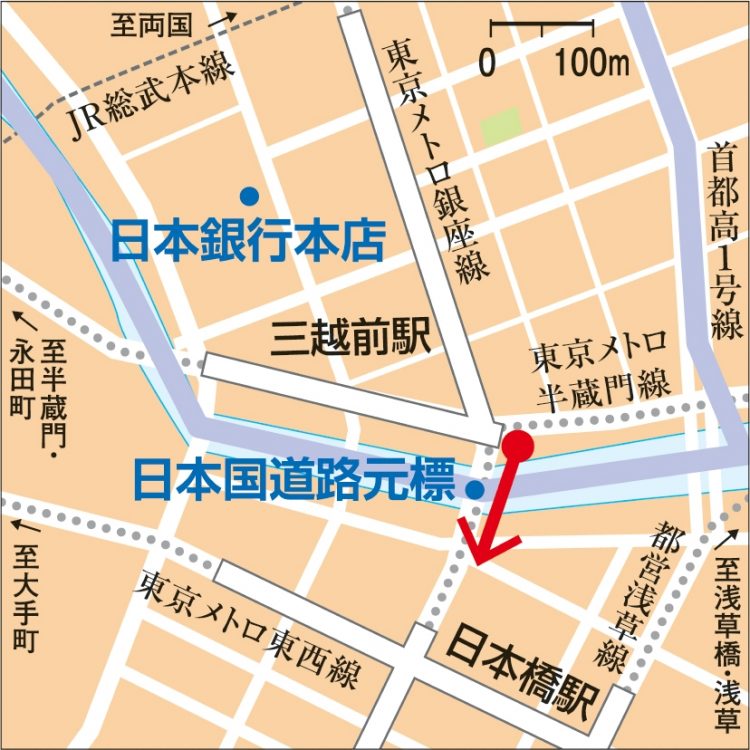 日本橋周辺地図（地図製作／タナカデザイン）