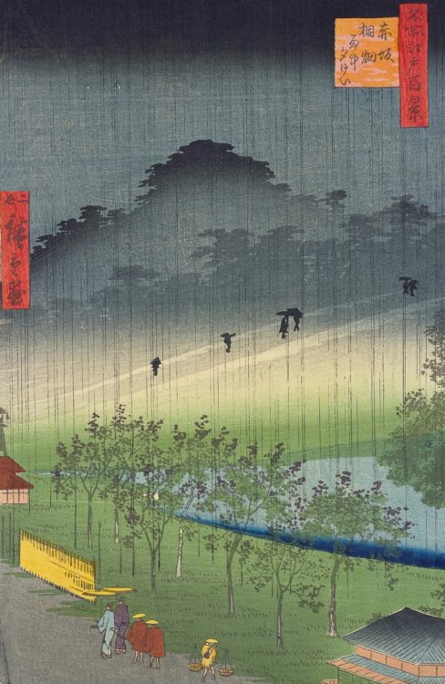 二代歌川広重『名所江戸百景 赤坂桐畑雨中夕けい』1859年（写真／国立国会図書館）