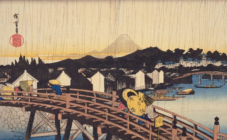 歌川広重『東都名所　日本橋之白雨』1832年（写真／国立国会図書館）