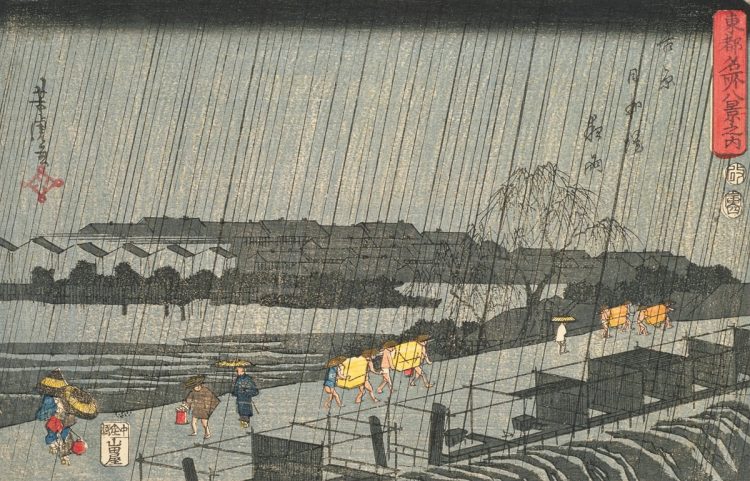 歌川芳虎『東都名所八景　吉原日本堤夜雨』1854年（写真／国立国会図書館）