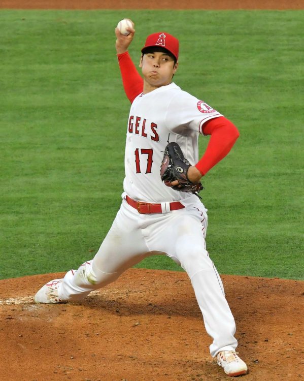 投球中の大谷翔平（時事通信フォト）